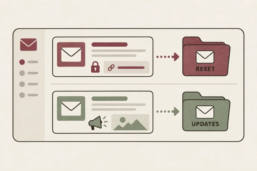 Password-reset and marketing emails traveling through separate message streams.